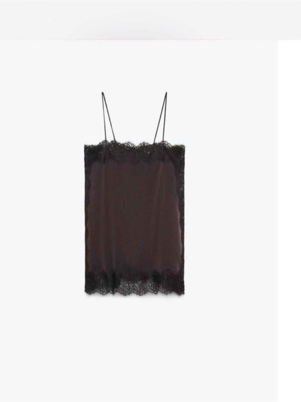 Zara brown Lace-Trim Satin Cami Top
